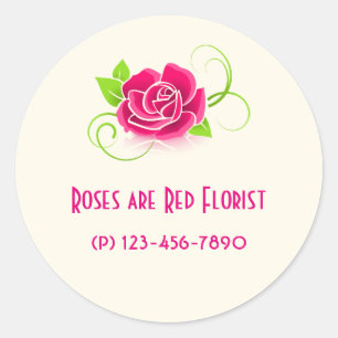 Business Promotion - Pink Rose Classic Round Sticker