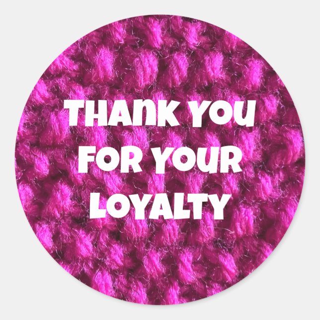 Business Promotion Pink Yarn Customer Appreciation Classic Round Sticker (Front)