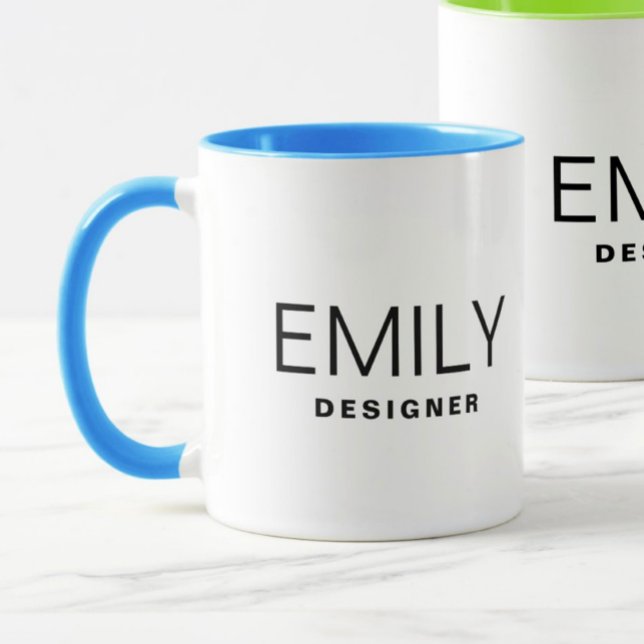 Business Promotional Add Your Name Two Tone Blue Mug (Creator Uploaded)