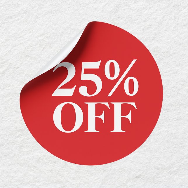 Business Promotional Any Percentage Discount Red Classic Round Sticker (Creator Uploaded)