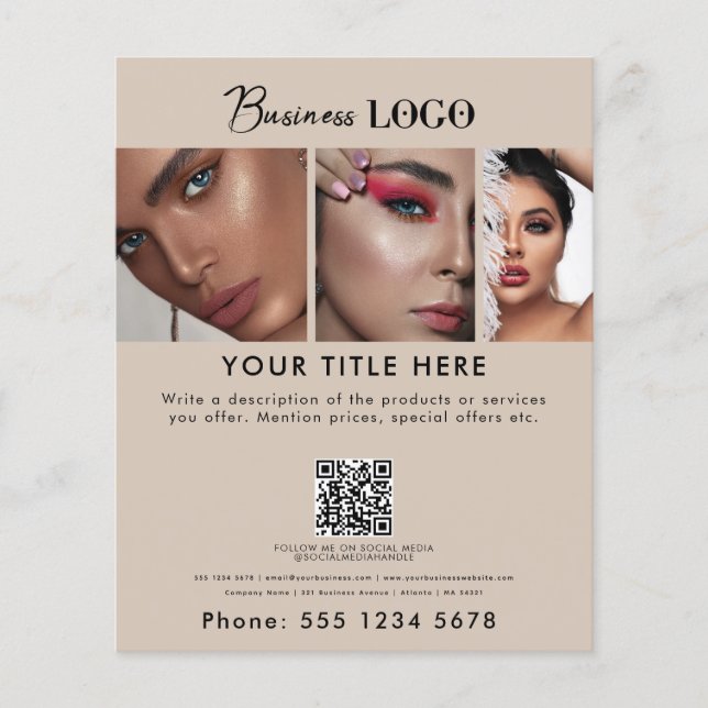 Business Promotional Beauty Hair Nail Makeup Salon Flyer (Front)