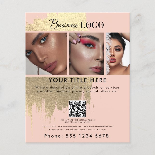 Business Promotional Beauty Hair Nail Makeup Salon Flyer (Front)