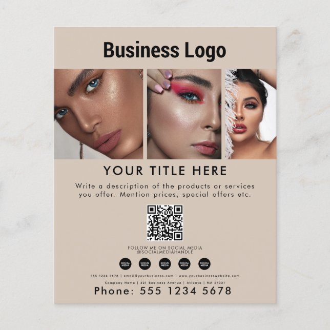 Business Promotional Beauty Hair Nail Makeup Salon Flyer (Front)