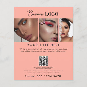 Business Promotional Beauty Hair Nail Salon Peach Flyer