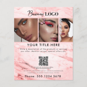 Business Promotional Beauty Hair Nails Pink Marble Flyer
