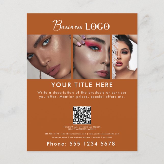Business Promotional Beauty Hair Salon Terracotta Flyer (Front)