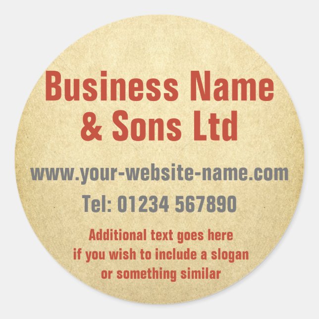 Business Promotional Classic Round Sticker (Front)