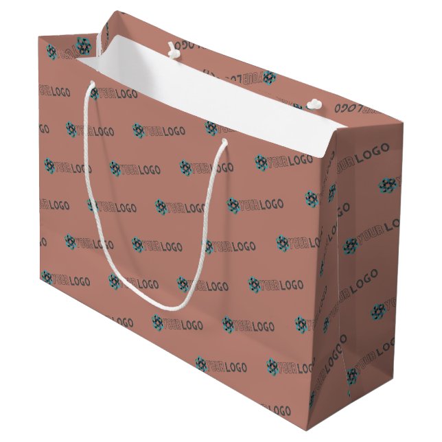 Business Promotional/Custom Logo Shopping Brown Large Gift Bag (Front Angled)