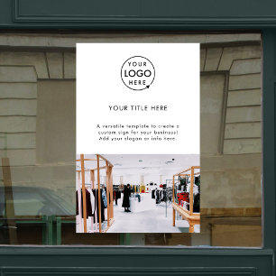 Business Promotional Logo Photo White Window Cling