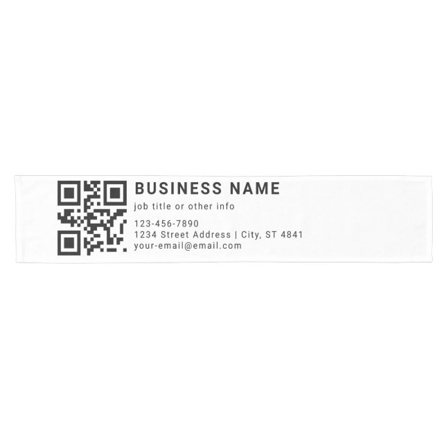 Business Promotional QR Code Short Table Runner (Horizontal)