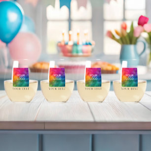 Business Promotional Template Upload Logo Set of 4 Stemless Wine Glass
