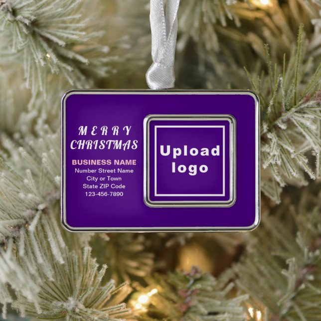 Business Purple Framed Rectangle Silver Plated Framed Ornament (Tree)