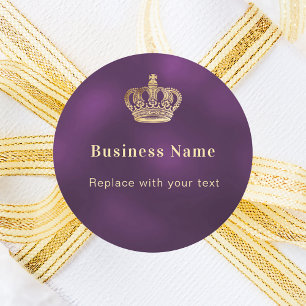 Business purple gold crown classic round sticker