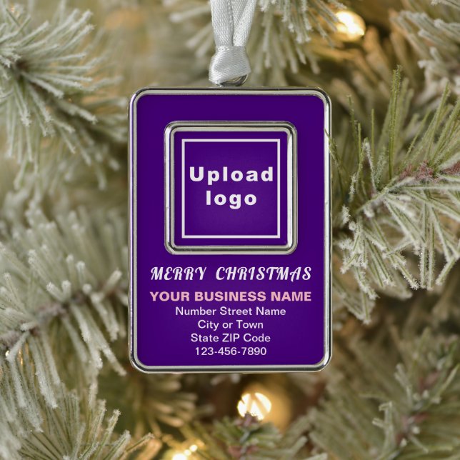 Business Purple Portrait Rectangle Framed Silver Plated Framed Ornament (Tree)