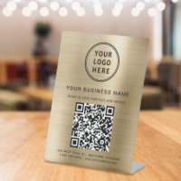 Business QR Code and Logo Metallic Gold