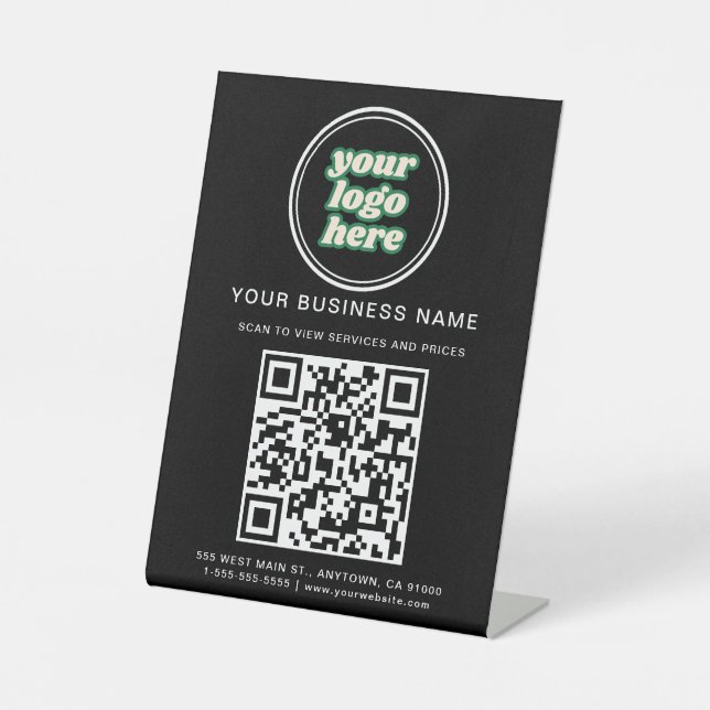 Business QR Code and Logo Pedestal Sign (Front)