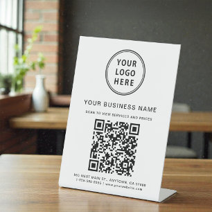Business QR Code and Logo Pedestal Sign