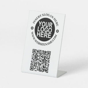 Business QR Code and Logo Pedestal Sign