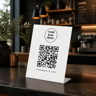 Business QR code and website | logo Pedestal Sign