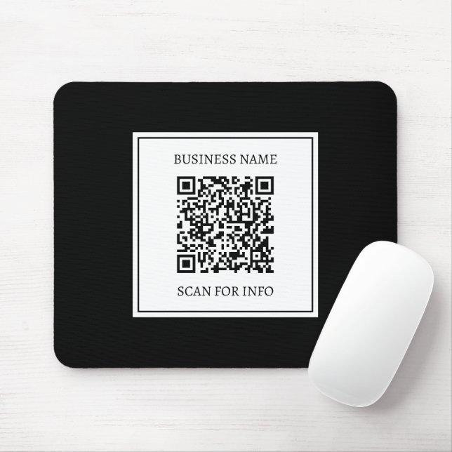 Business QR code | Black & White Mouse Mat (With Mouse)