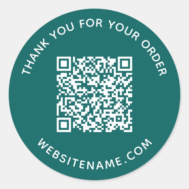 Business QR Code Customer Thank You Teal Classic Round Sticker (Front)