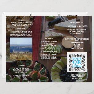Business QR Code Dark Photo Cool Tri-Fold Menu