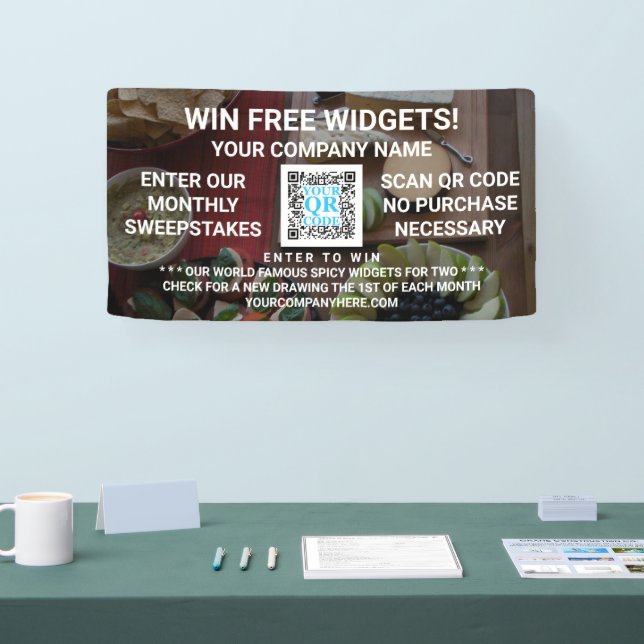 Business QR Code Dark Photo Custom Promotional Banner (Tradeshow)