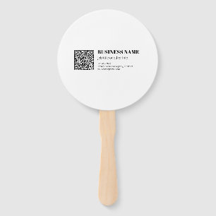 Business QR code & Editable Retro-Modern Text Hand Fan