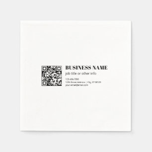 Business QR code & Editable Retro-Modern Text Napkin