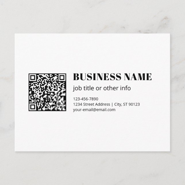 Business QR code & Editable Retro-Modern Text Postcard (Front)