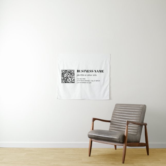 Business QR code & Editable Retro-Modern Text Tapestry (In Situ (Horizontal))