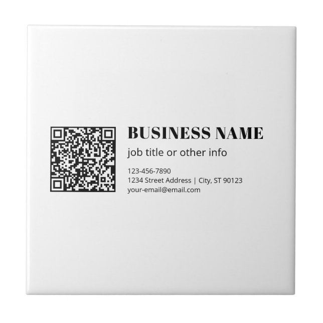 Business QR code & Editable Retro-Modern Text Tile (Front)