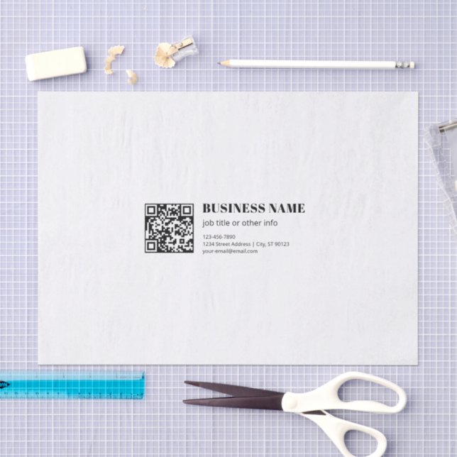 Business QR code & Editable Retro-Modern Text Tissue Paper (Craft)