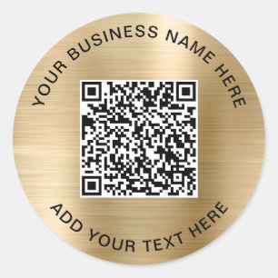Business QR Code Gold Classic Round Sticker