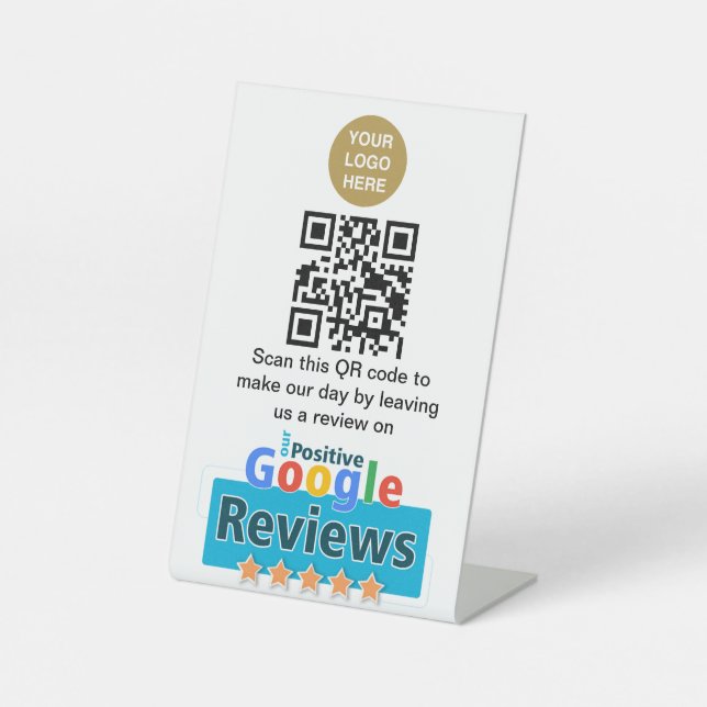 Business QR Code Google Review Pedestal Sign (Front)