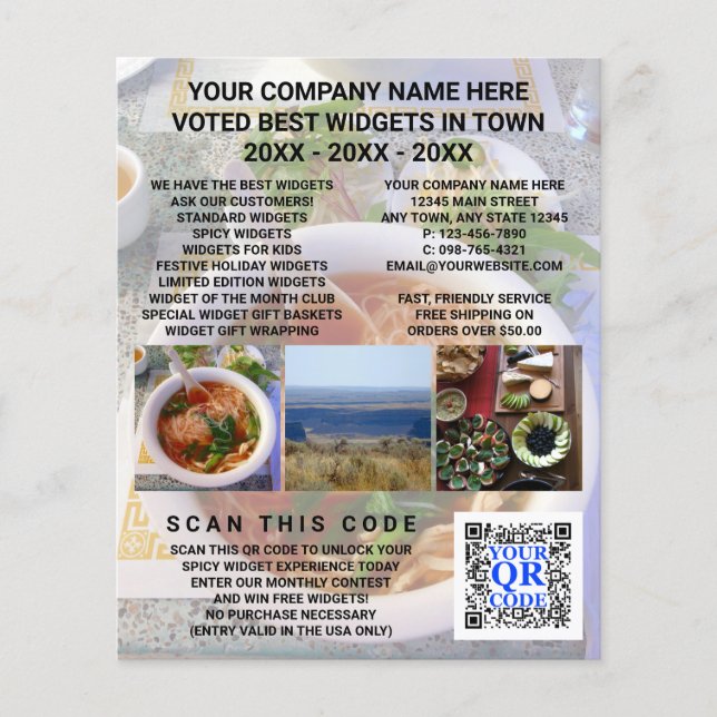 Business QR Code Light Photo Advertising Custom Flyer (Front)