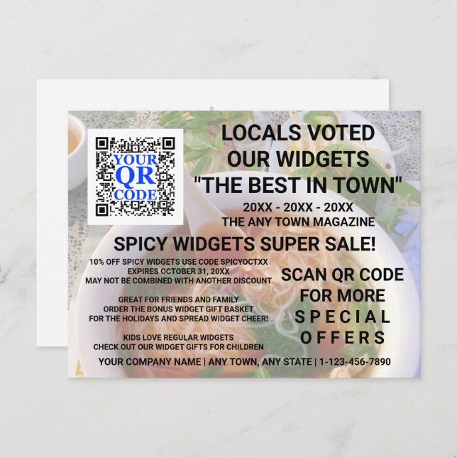 Business QR Code Light Photo Custom Advertising Postcard (Front/Back)