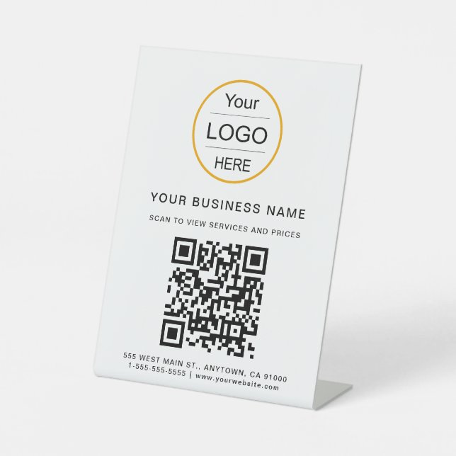 Business QR Code / Logo Base/Menu Logo Pedestal Sign (Front)