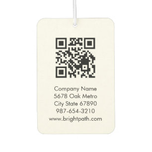 Business QR Code Logo Name Contact Black White Car Air Freshener