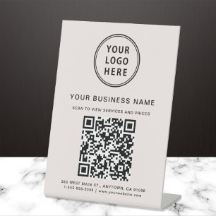 Business QR Code Logo Pink Pedestal Sign