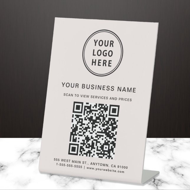Business QR Code Logo Pink Pedestal Sign (Connect customers and clients to your desired website destination with a single scan)
