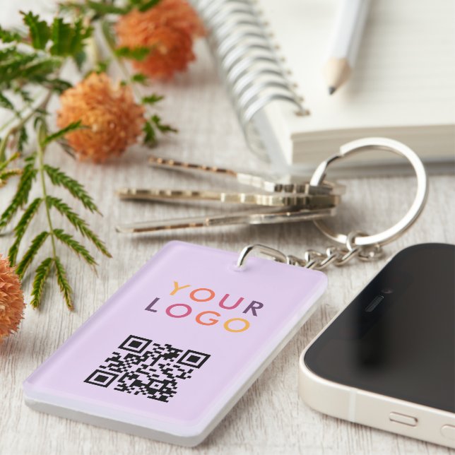 Business QR Code Logo Purple Key Ring (Front Right)