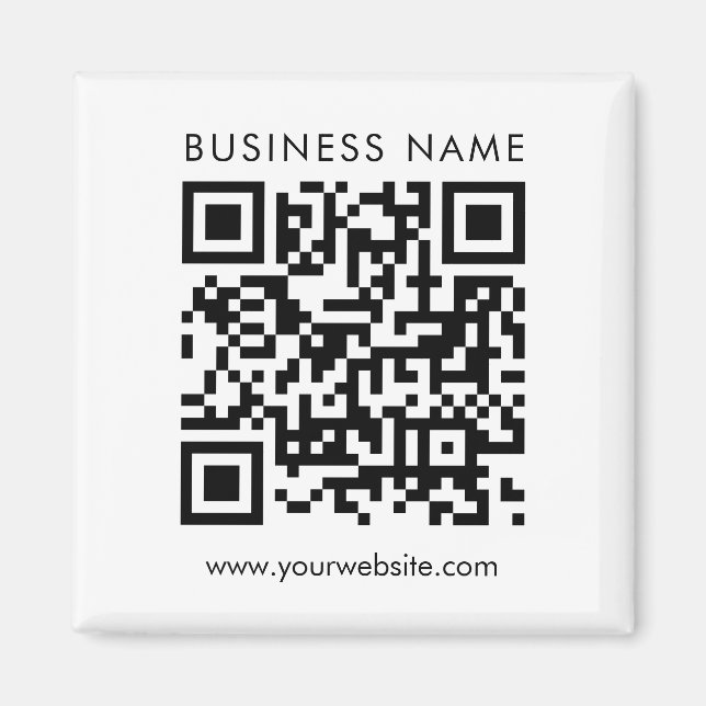 Business QR Code Logo Text Custom Square Template Magnet (Front)