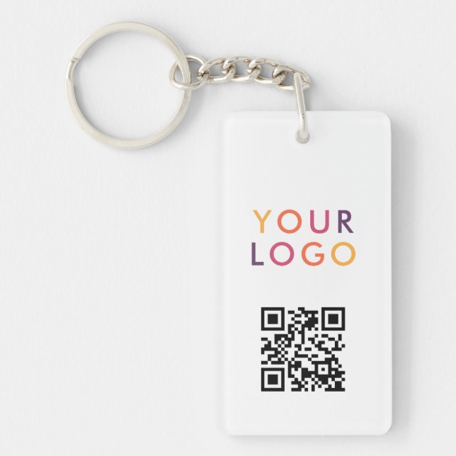 Business QR Code Logo White Key Ring (Front)