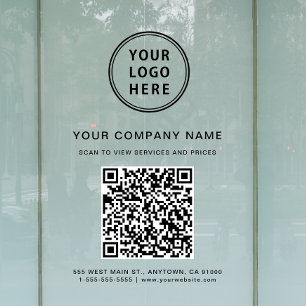 Business QR Code Logo Window Cling