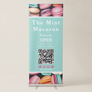Business QR Code Macaron French Patisserie Mint Retractable Banner