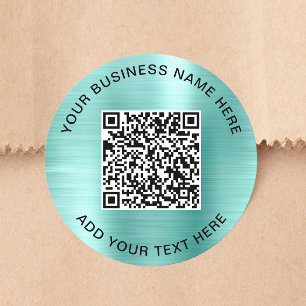 Business QR Code Mint Green Stickers Roll
