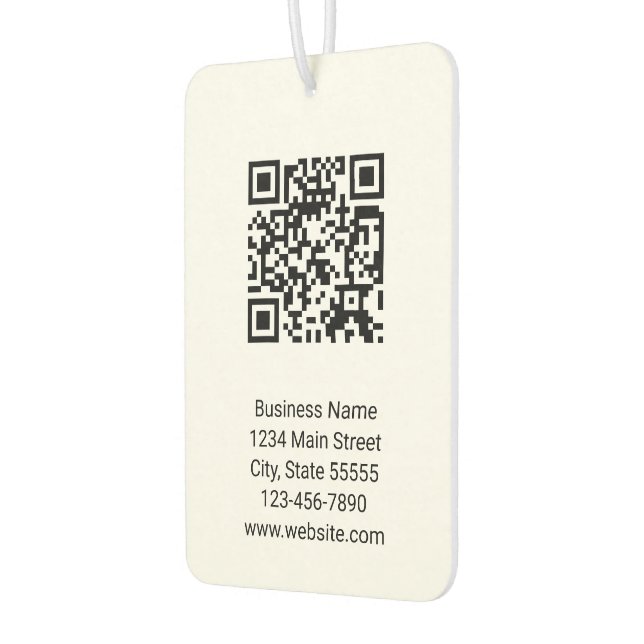 Business QR Code Name Contact Info Black and White Car Air Freshener (Left)