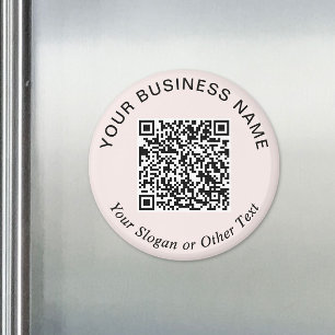 Business QR Code Pink Promotional Magnet