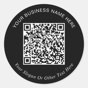 Business QR Code Promotional Black Classic Round Sticker